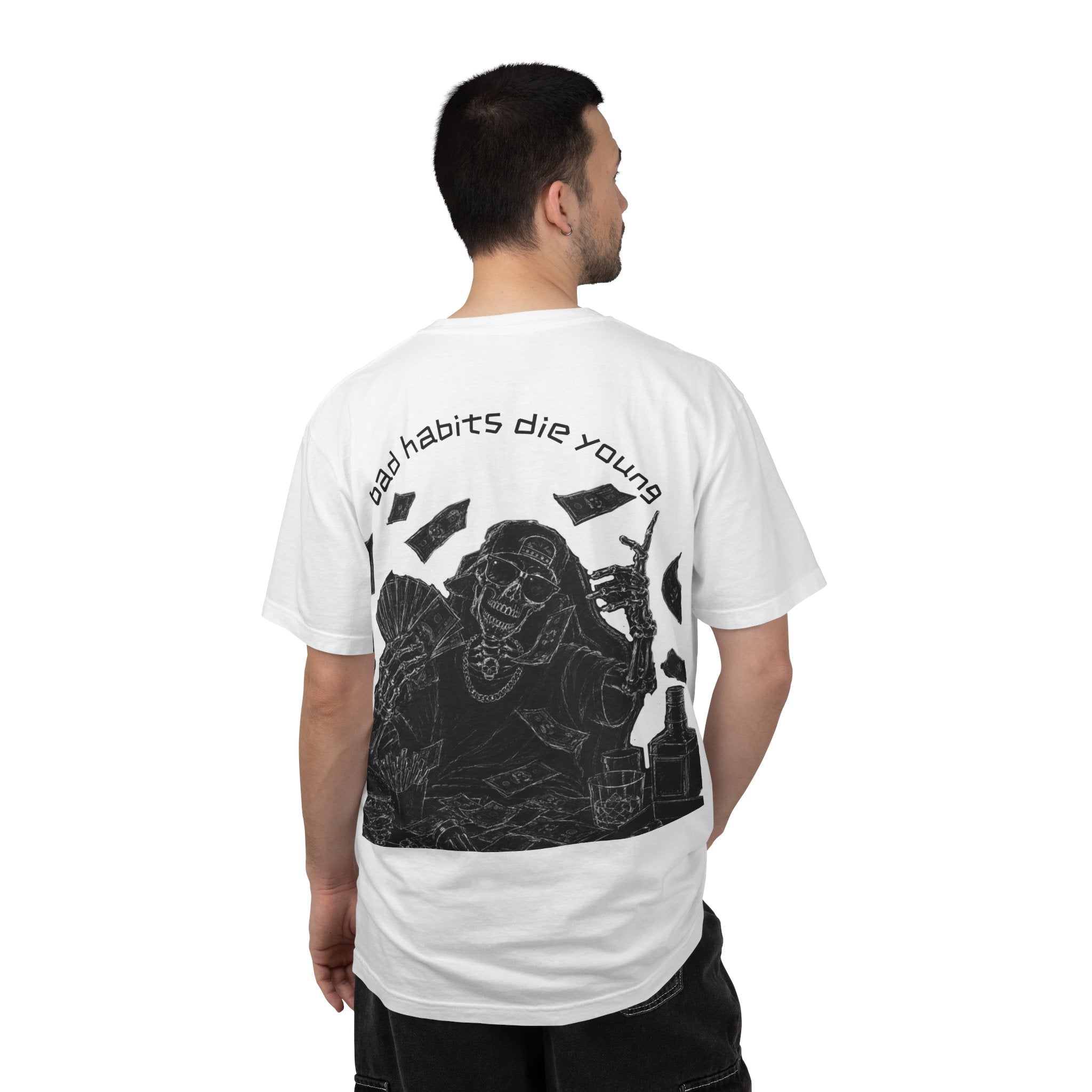 RIP Twenty Graphic T-Shirt — “Bad Habits Die Young” Skull Money Back Print